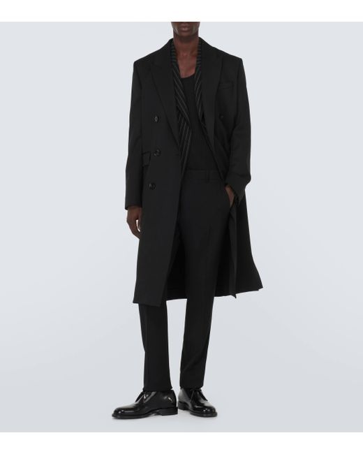 AMI Black Double-breasted Wool Coat for men