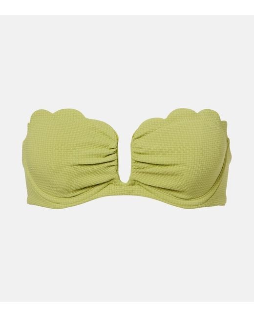 Marysia Swim Green Lisbon Scalloped Bikini Top