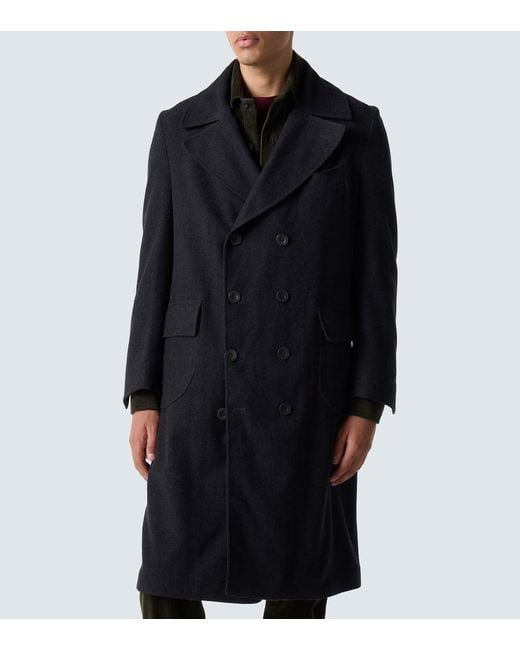 Rubinacci Black Virgin Wool Coat for men