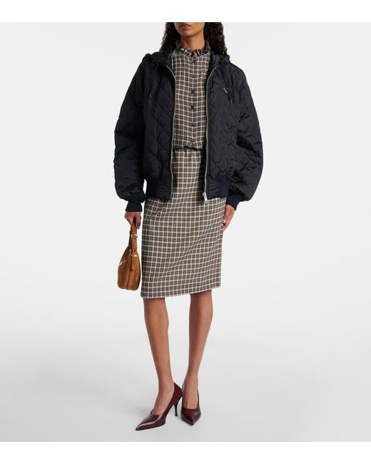 Prada Blue Hooded Quilted Jacket