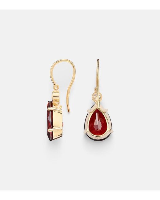 Ileana Makri Red 14Kt Earrings With Garnets And Diamonds