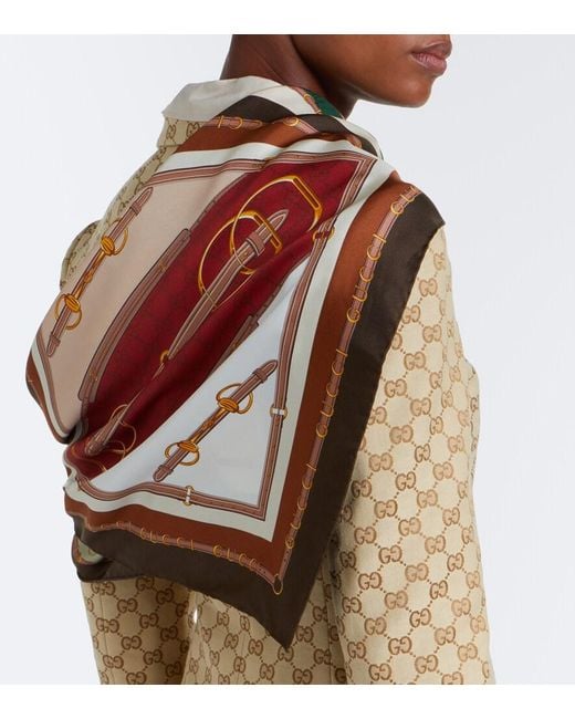 Gucci Green Silk Twill Scarf