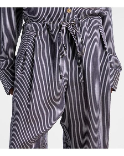Khaite Gray Trenton Striped Straight Pants