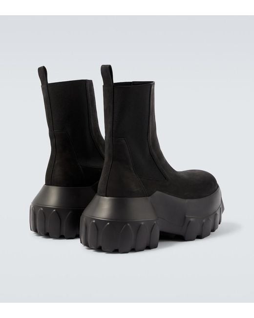 Rick Owens Black Beatle Mega Tractors Leather Chelsea Boots for men
