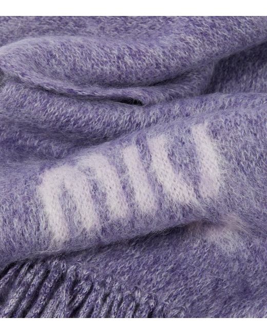 Miu Miu Purple Logo Mohair And Wool-blend Scarf