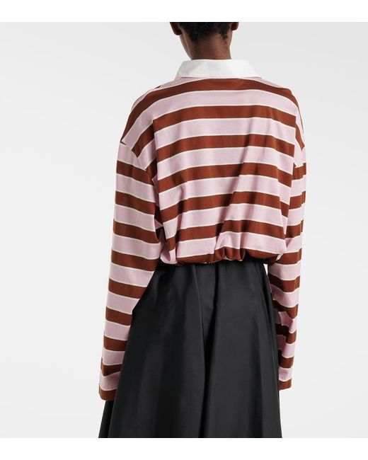 Polo Cropped De Jersey De Algodon Prada de color Pink