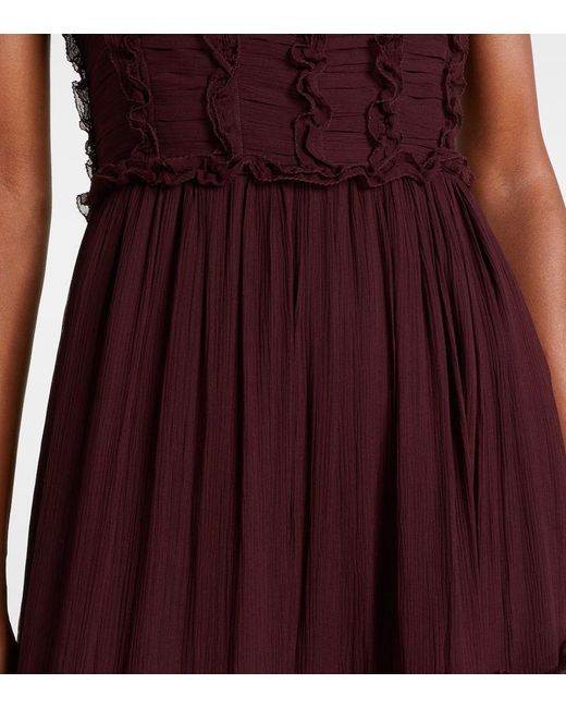 Ulla Johnson Purple Talitha Ruffled Silk Chiffon Midi Dress