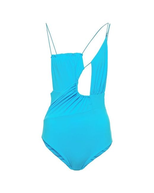 Nensi Dojaka Blue Cutout Swimsuit