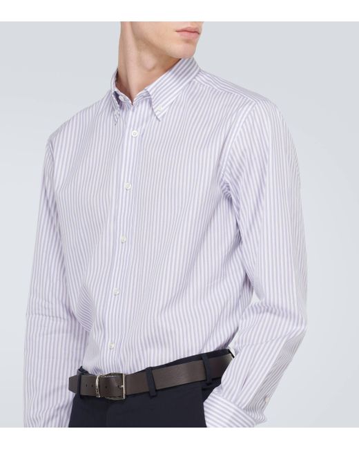 Brioni Purple Striped Cotton Shirt for men