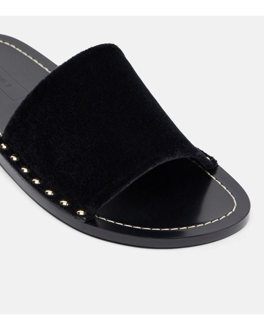 Totême Black Studded Velvet Slides