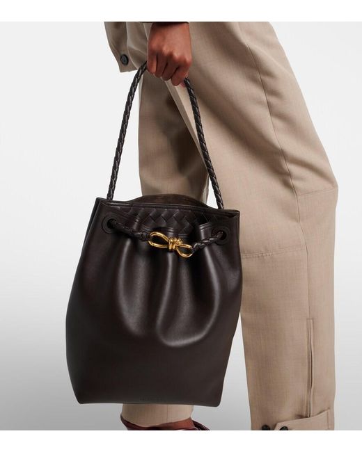 Bottega Veneta Black Andiamo Small Leather Bucket Bag
