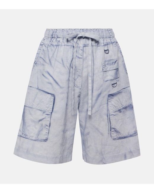 Acne Blue Bermuda-Shorts aus Leinen und Baumwolle