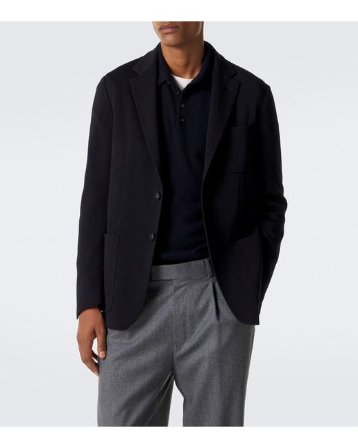 Canali Blue Single-Breasted Wool Blazer for men