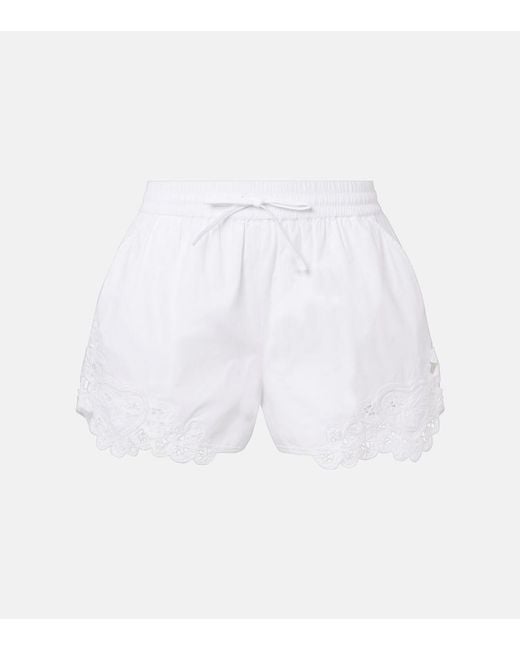 Veronica Beard White Vivaldi Embroidered Cotton Shorts