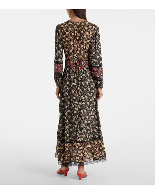 Rixo Multicolor Raven Printed Crepe De Chine Midi Dress