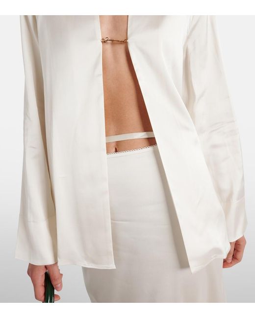 Jacquemus White La Chemise Notte Satin Top