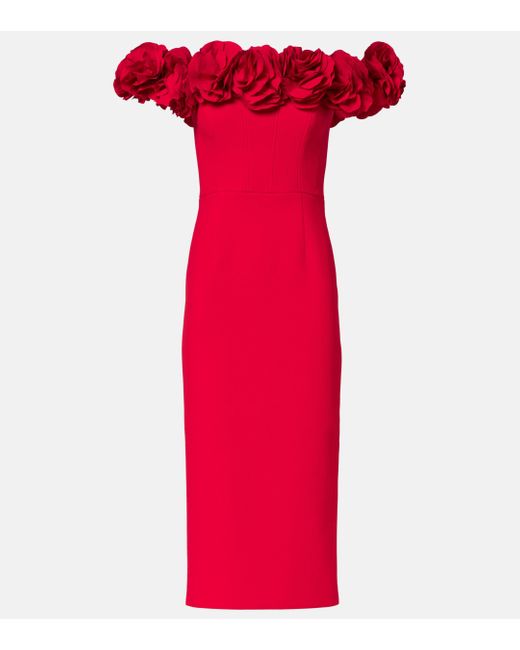 Rebecca Vallance Red Odetta Floral-Applique Bustier Dress