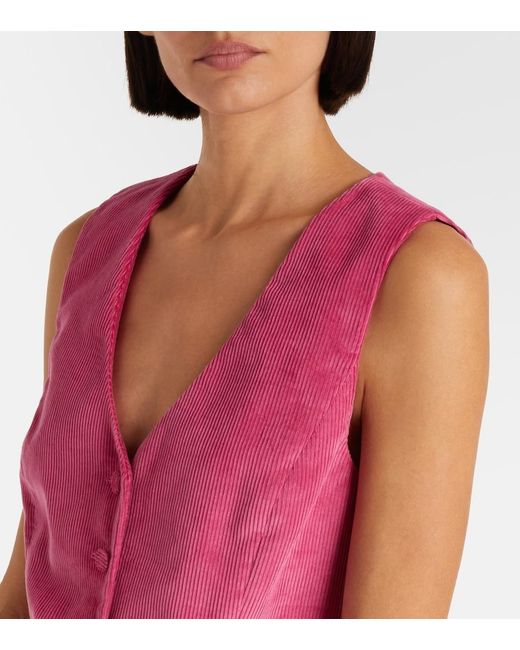 Gabriela Hearst Pink Coleridge Cotton Corduroy Vest