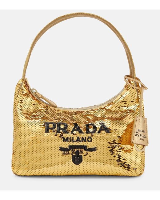 Prada Metallic Re-Edition 2000 Mini Sequined Shoulder Bag