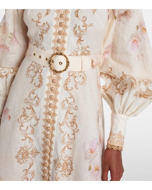 Zimmermann Natural Hemdblusenkleid Hypnotic Aus Leinen