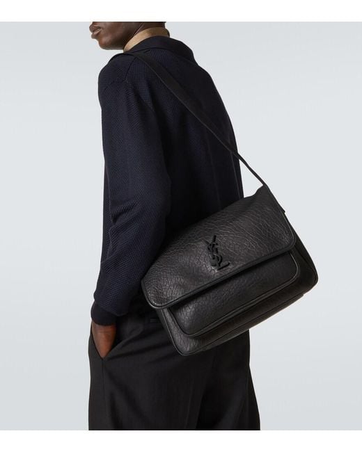 Saint Laurent Black Niki Leather Messenger Bag for men