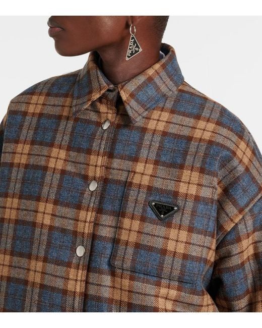 Prada Brown Plaid Wool Overshirt