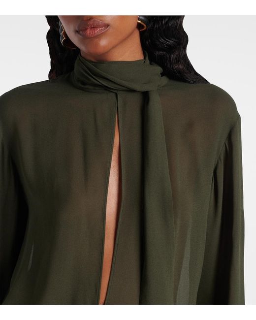 Alaïa Green Crepe Georgette Blouse
