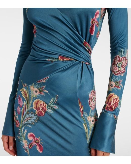 Etro Blue Printed Midi Dress