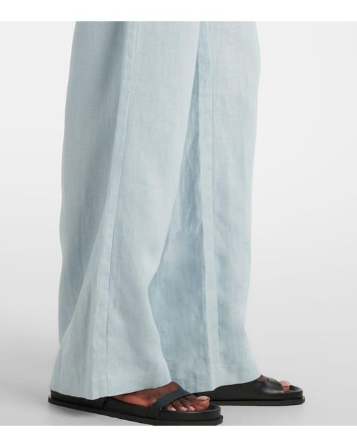 Faithfull The Brand Blue Lulea High-Rise Linen Wide-Leg Pants