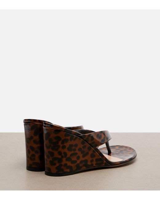 Gianvito Rossi Brown Leopard-Print Leather Wedge Thong Sandals