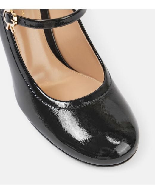 Gianvito Rossi Black Carla 85 Patent Leather Mary Jane Pumps