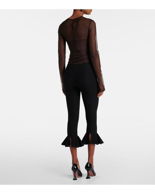 Nensi Dojaka Black Cropped Flared Capri Pants