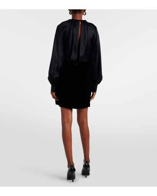 Max Mara Black Minikleid Zarella Aus Samt Und Satin