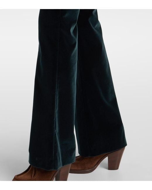 Etro Blue Cotton Velvet Flared Pants
