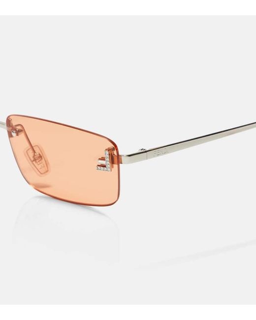 Fendi Brown Eckige Sonnenbrille First Crystal
