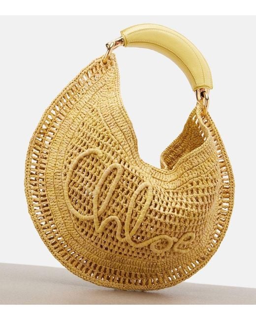 Chloé Yellow Summer Banana Raffia Shoulder Bag