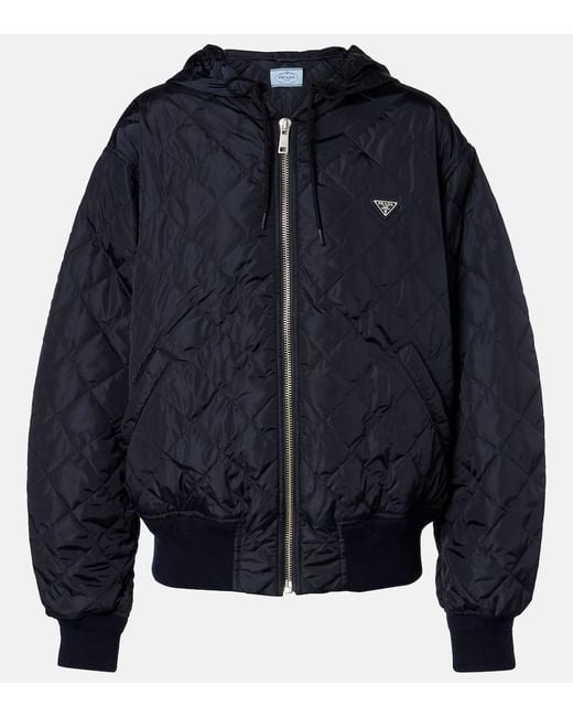 Chaqueta Acolchada Con Capucha Prada de color Blue