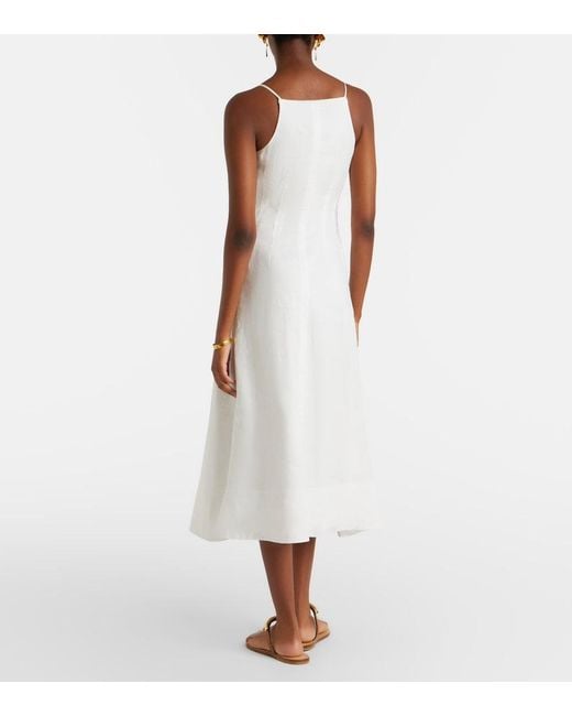 Veronica Beard White Georges Linen Midi Dress