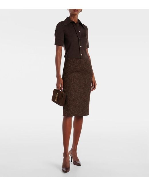 Gianvito Rossi Brown Diana 85 Leather-Trimmed Slingback Pumps