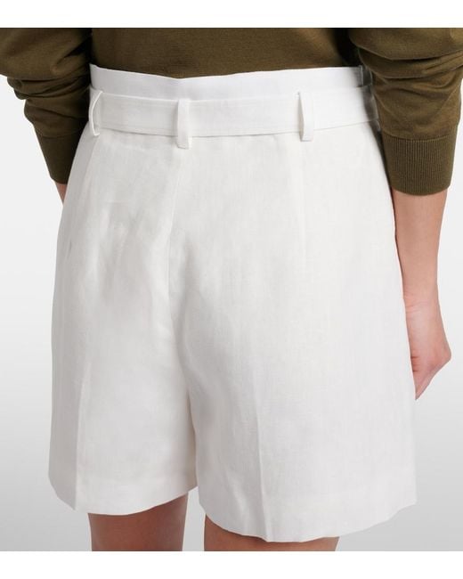 Ralph Lauren White Denise Belted Linen Shorts