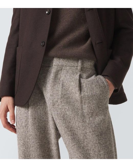 Agnona Gray Wool-Blend Straight Pants for men