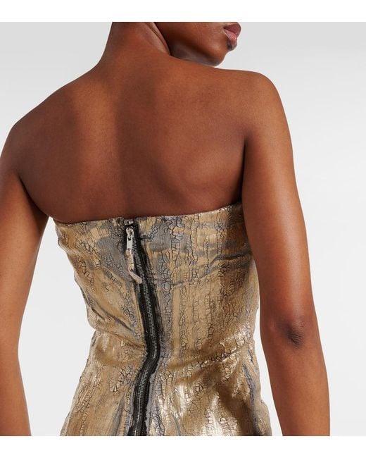 Rick Owens White Coated Denim Bustier Gown