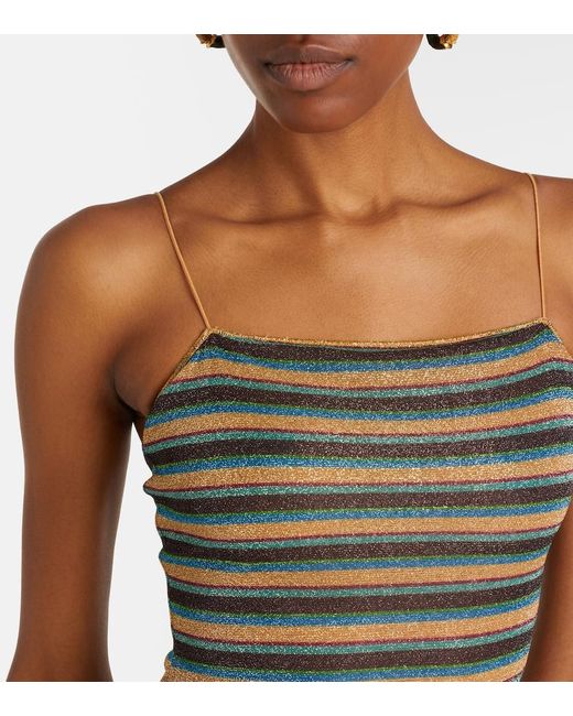 Oseree Green Lumiere Striped Minidress
