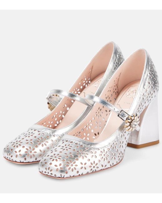 Roger Vivier Tres Vivier Metallic Leather Mary Jane Pumps
