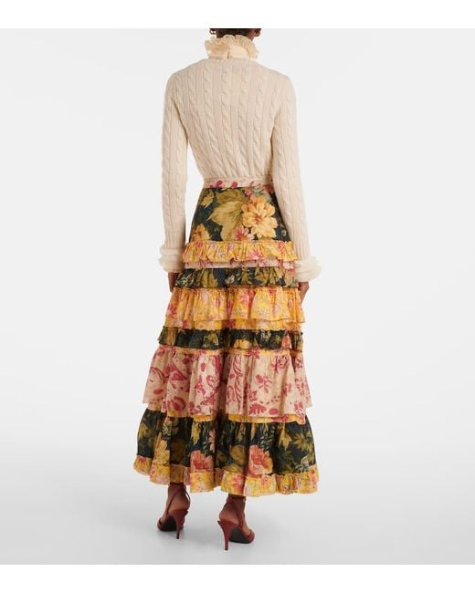 Valentino Yellow Maxirock Aus Baumwollmusselin