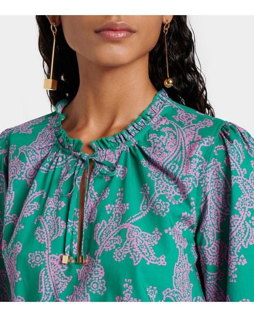 Heidi Klein Blue Santa Rosa Paisley Cotton-Blend Maxi Dress