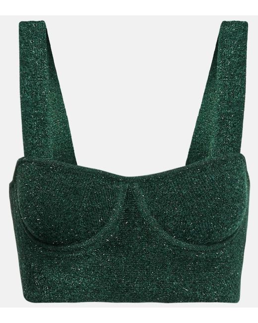 Galvan Green Moonlight Metallic Knit Crop Top
