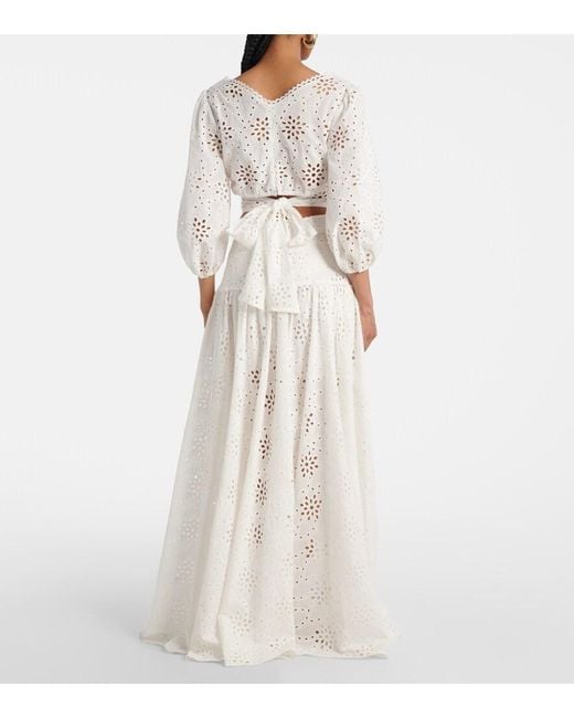 Alexandra Miro White Serena Broderie Anglaise Cotton Maxi Skirt