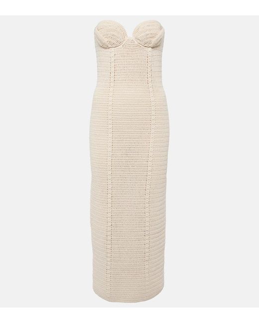Magda Butrym White Crochet Cotton-blend Bustier Dress