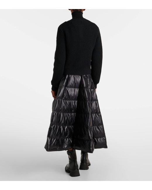 Moncler Black Down-paneled Virgin Wool Cardigan